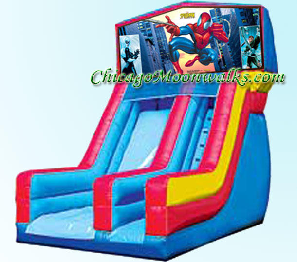 Spiderman Slide Inflatable Rental Chicago Illinois Bounce House Moonwalks